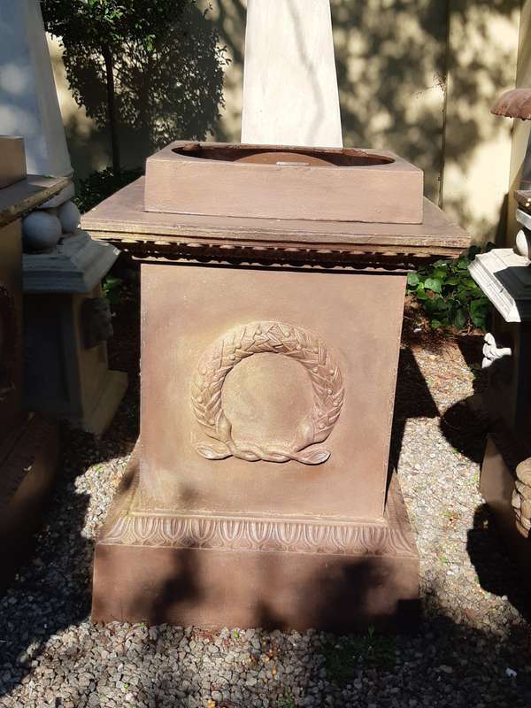 20TH Century French Set of Five Massive Cast Iron Urns on Plinths