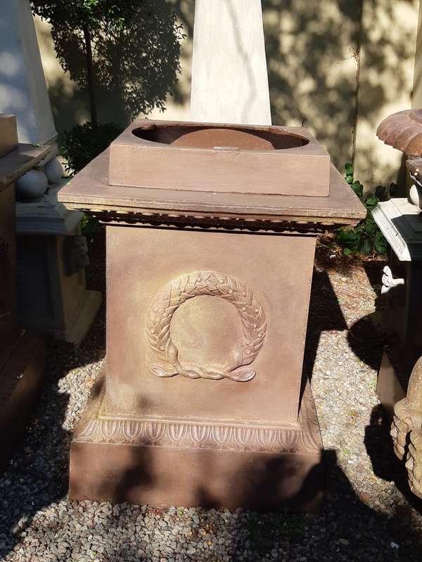 20TH Century French Set of Five Massive Cast Iron Urns on Plinths
