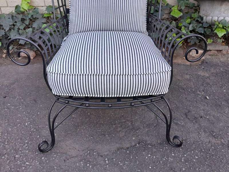 A Pair of Custom-Made Heavy Wrought Iron Highly decorative Wrought Iron Armchairs With Ticking Cu...