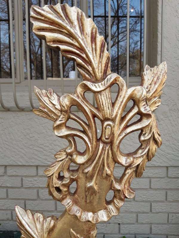 A Pair of Baroque Style Carved and Hand Gilded High Back Throne Chairs (upholstered in linen upho...