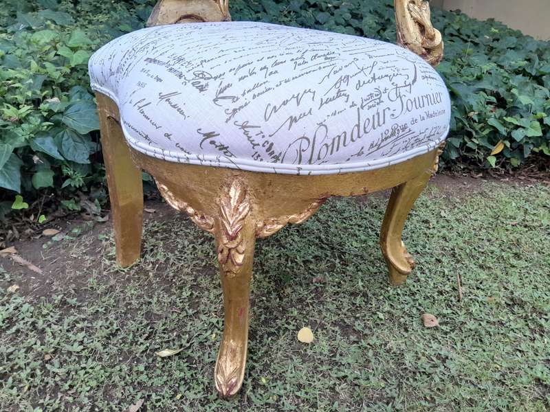 A Pair of Baroque Style Carved and Hand Gilded High Back Throne Chairs (upholstered linen upholst...