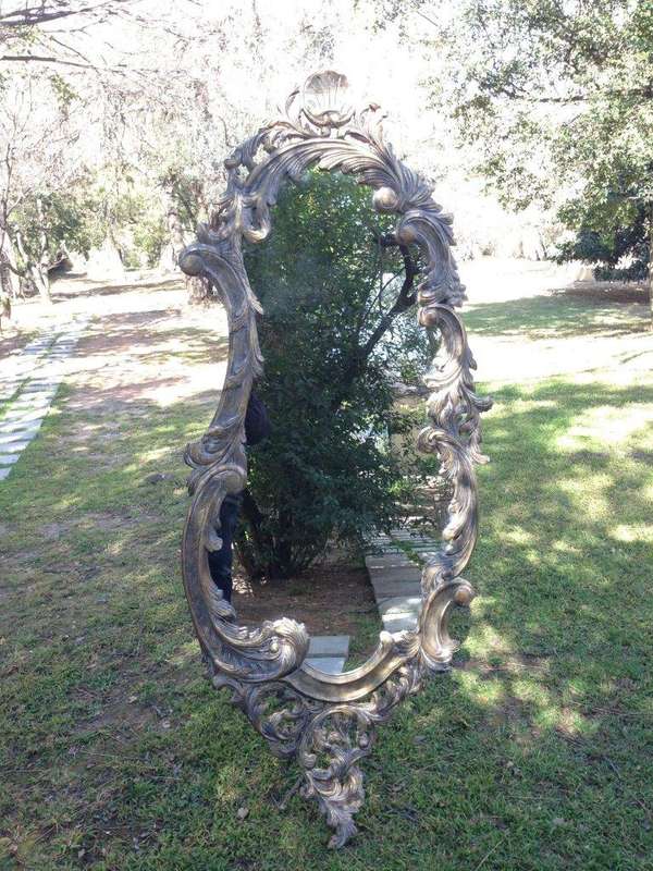 A Pair of Large Ornate Floral Carved Mirrors