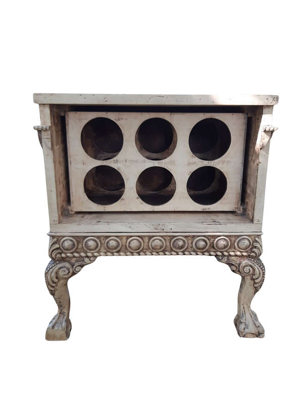 Ornately Carved Table With A Shabby Chic Paint Finish (Wine Bottle Holder On The Inside And No Do...