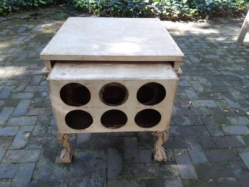 Ornately Carved Table With A Shabby Chic Paint Finish (Wine Bottle Holder On The Inside And No Do...