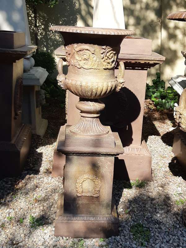 Cast Iron Urn on Pedestal