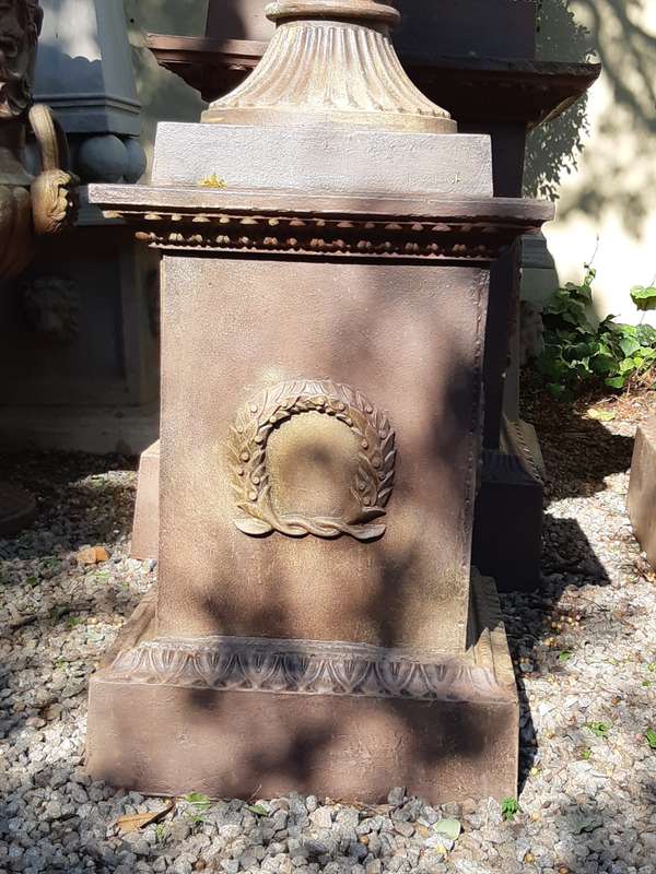 A 20th Century Large  French Cast Iron Urn on Plinth Base