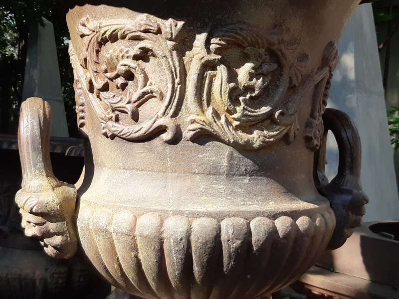A 20th Century Large  French Cast Iron Urn on Plinth Base