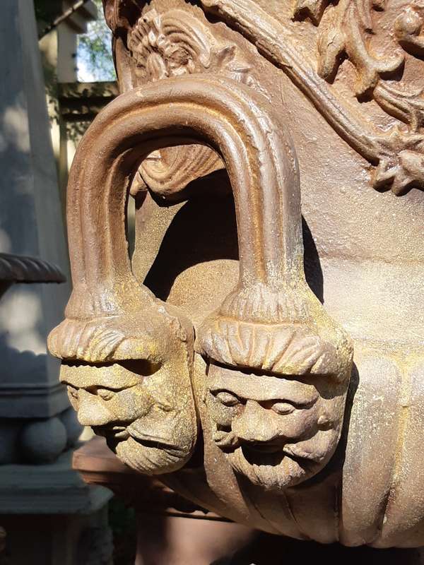 A 20th Century Large  French Cast Iron Urn on Plinth Base
