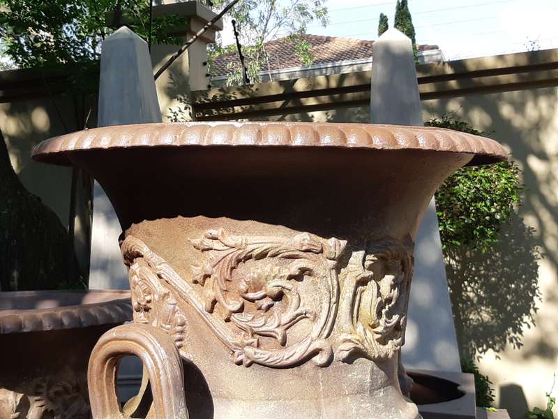 A 20th Century Large  French Cast Iron Urn on Plinth Base