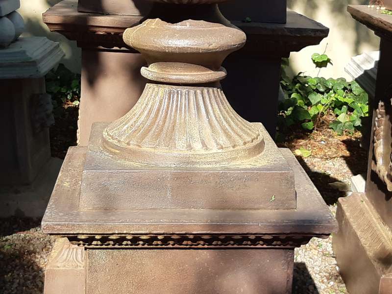 A 20th Century Large  French Cast Iron Urn on Plinth Base