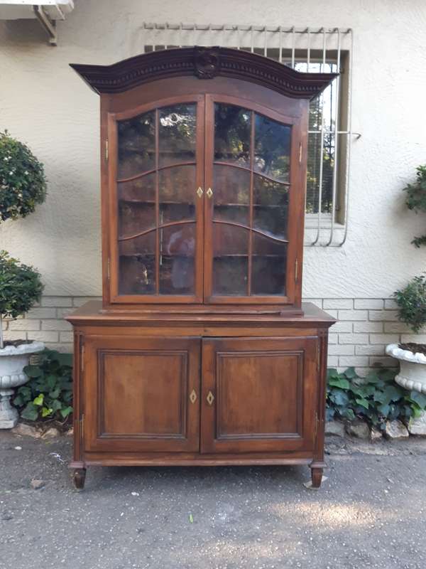A 19th Century French Louis XVI Buffet Deux Corps Cabinet with Glazed doors