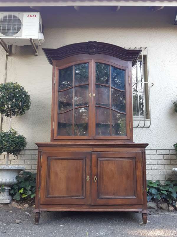 A 19th Century French Louis XVI Buffet Deux Corps Cabinet with Glazed doors