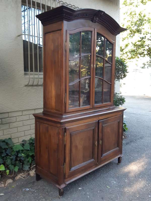 A 19th Century French Louis XVI Buffet Deux Corps Cabinet with Glazed doors
