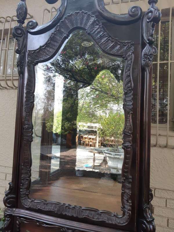 Spanish Walnut Ornately Carved Display Cabinet
