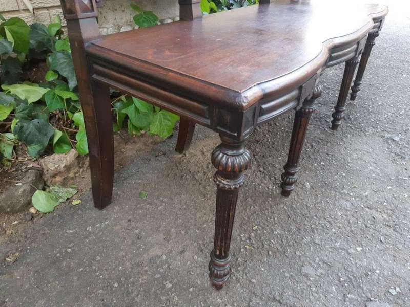 French 19th Century oak carved 3-seater bench, 129cm high, 135cm wide