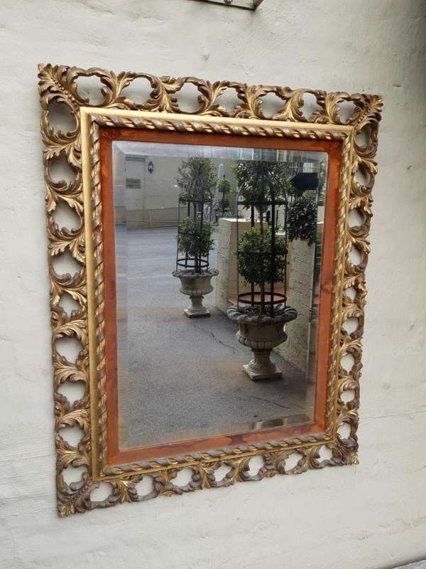 A19th/20th Century  Italian Giltwood Mirror Bevelled Plate