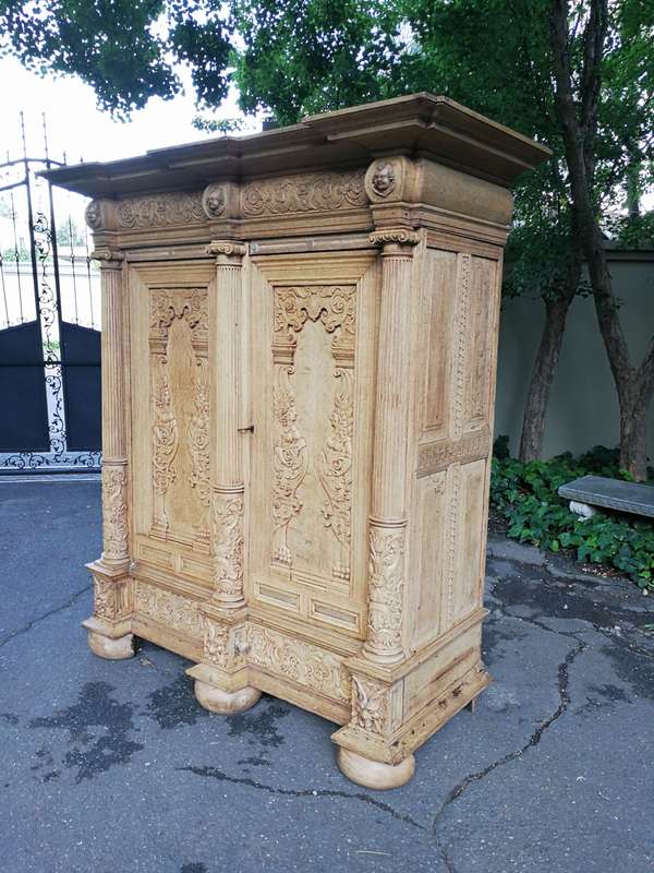 An 18th Century Continental Bleached / Natural Oak Cupboard The Interior Fitted With An Array Of ...