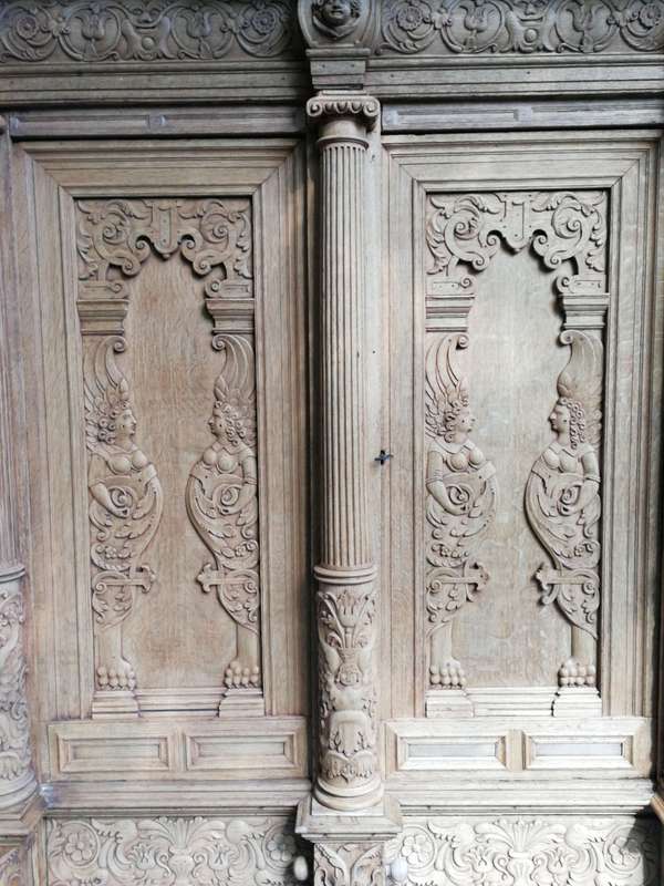 An 18th Century Continental Bleached / Natural Oak Cupboard The Interior Fitted With An Array Of ...