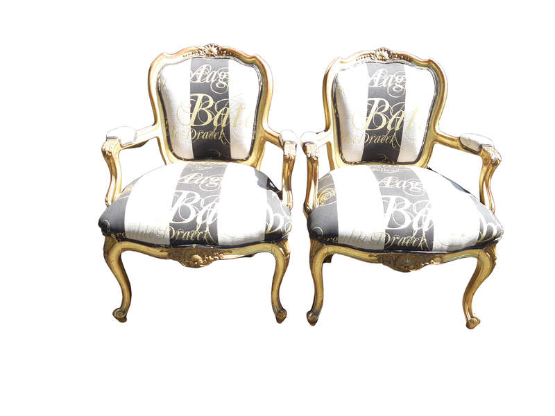 A Pair of 19 Century Giltwood Louis XVI Fauteuil Style Armchairs Circa 19th Century
