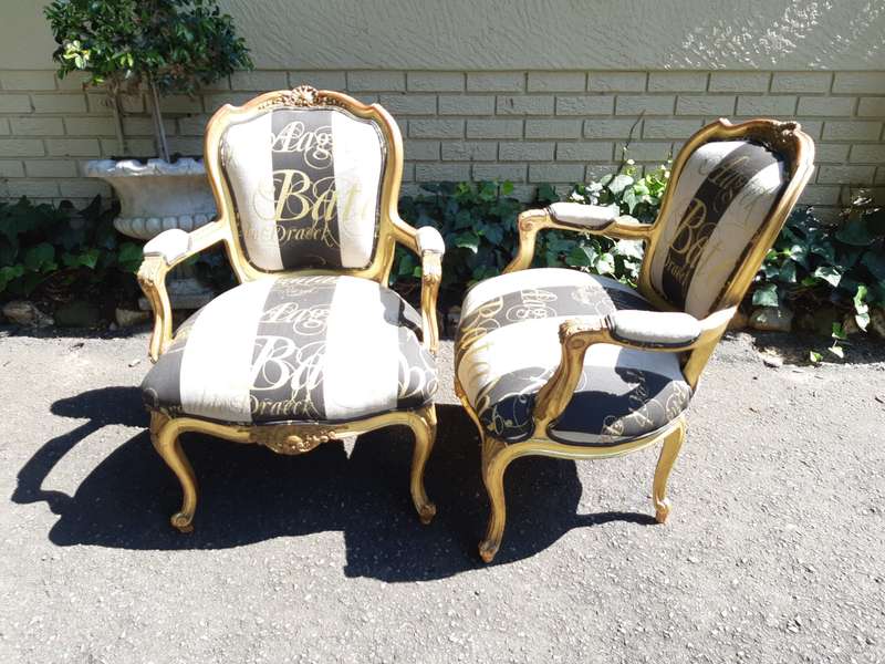 A Pair of 19 Century Giltwood Louis XVI Fauteuil Style Armchairs Circa 19th Century