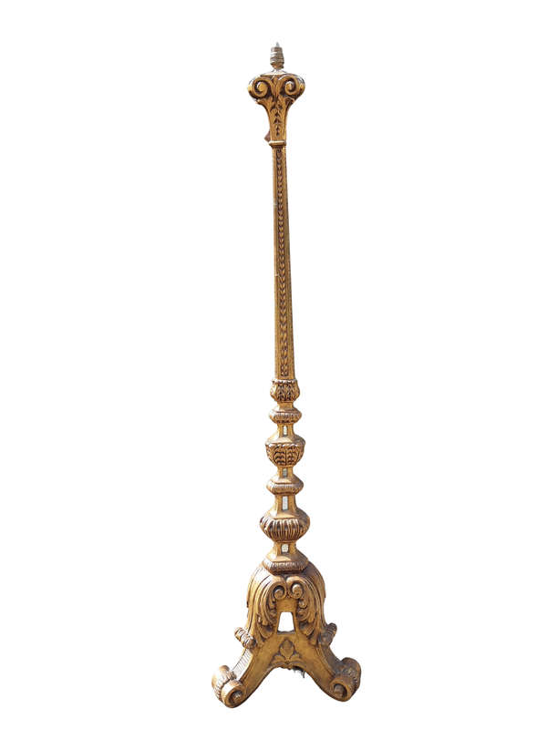 Early 20th Century Carved Giltwood Standing Lamp