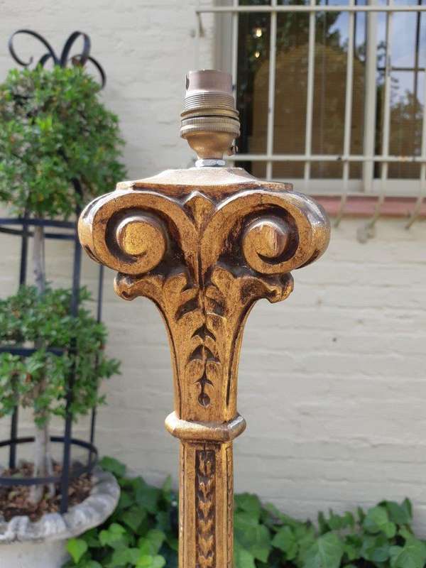 Early 20th Century Carved Giltwood Standing Lamp