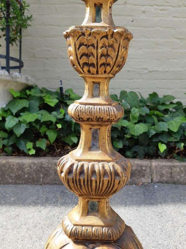 Early 20th Century Carved Giltwood Standing Lamp