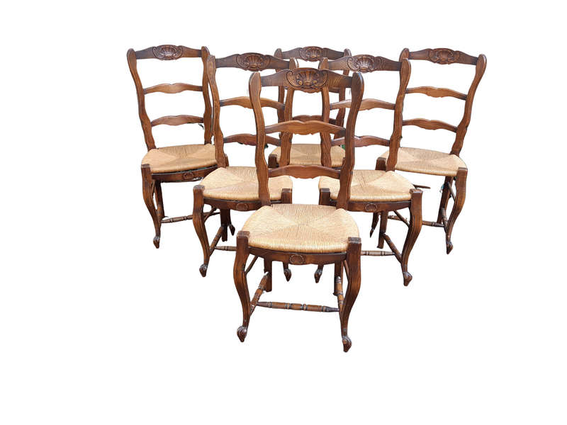 Set Of 6 French Oak Chairs