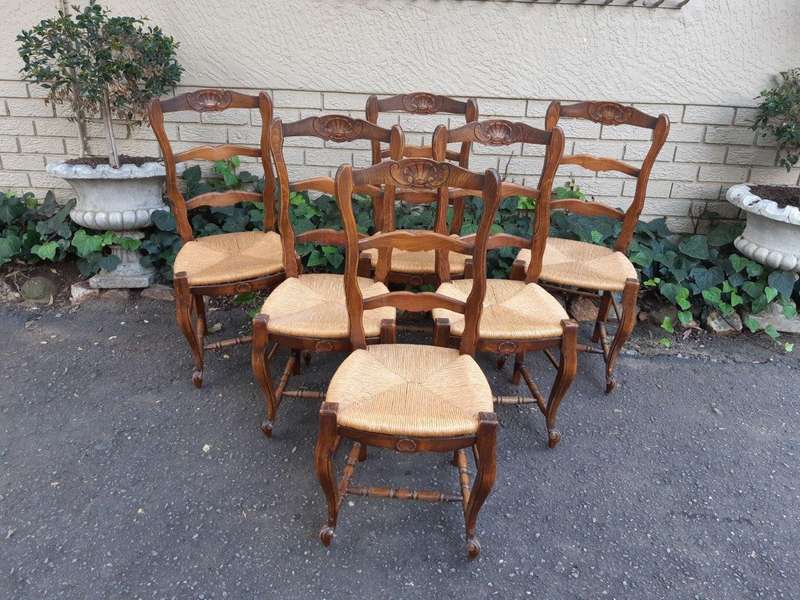 Set Of 6 French Oak Chairs