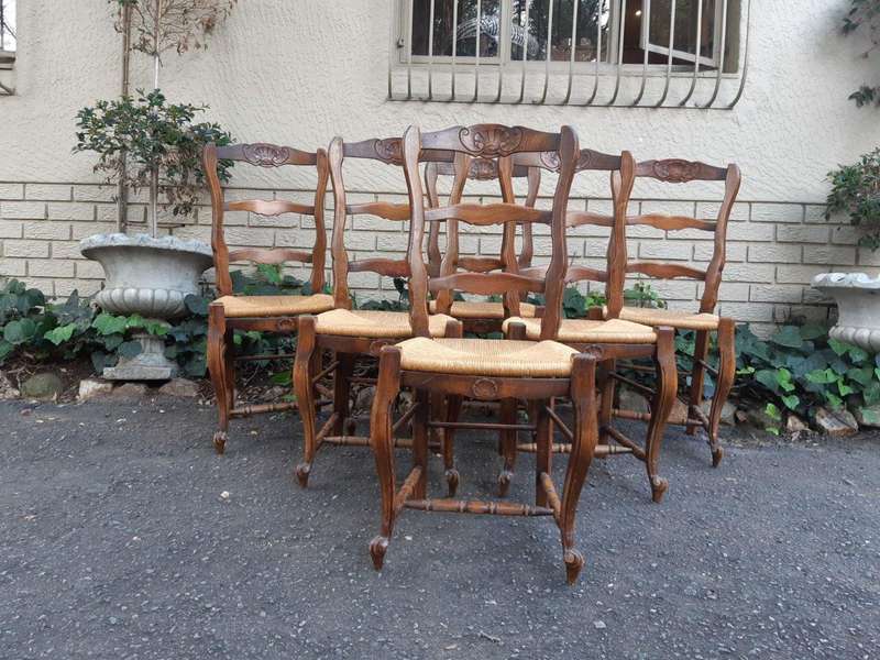 Set Of 6 French Oak Chairs