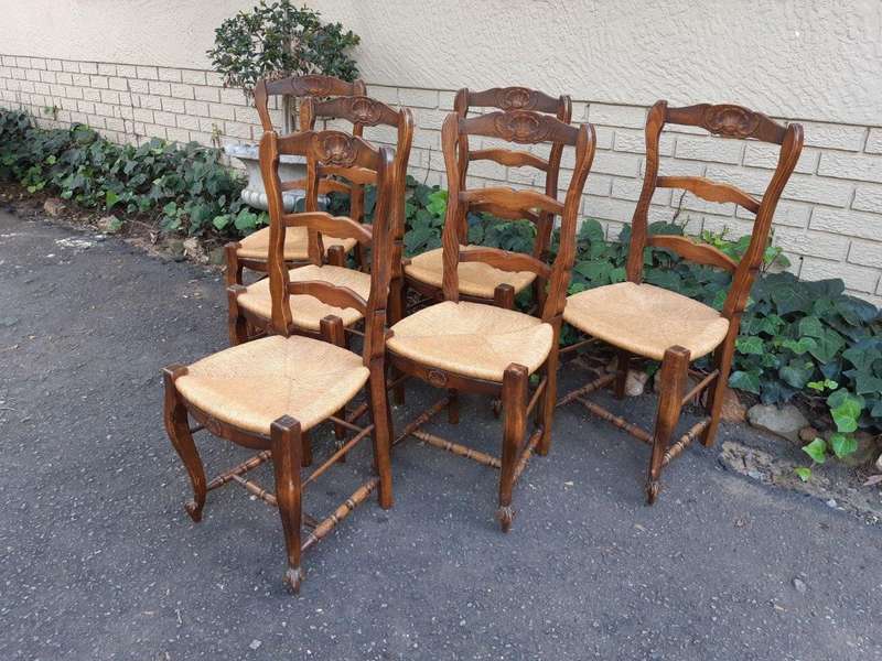 Set Of 6 French Oak Chairs