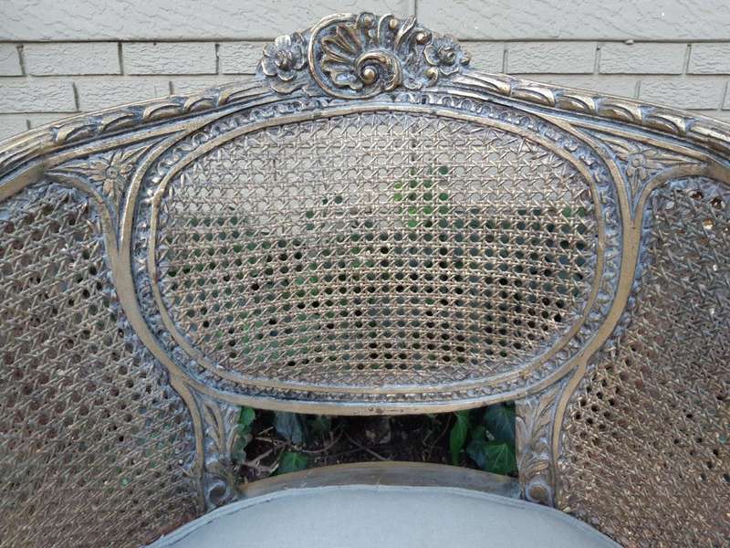 A Pair Of Gilded Rattan Arm/Bergere Style Chairs