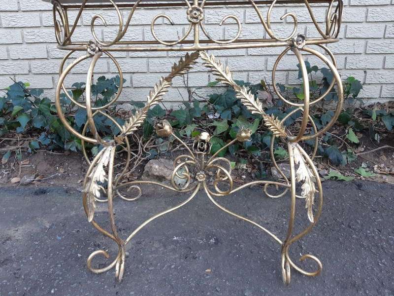 Pair Bespoke Wrought Iron Console /Drinks/ Server/Entrance Table With Marble Top - ND
