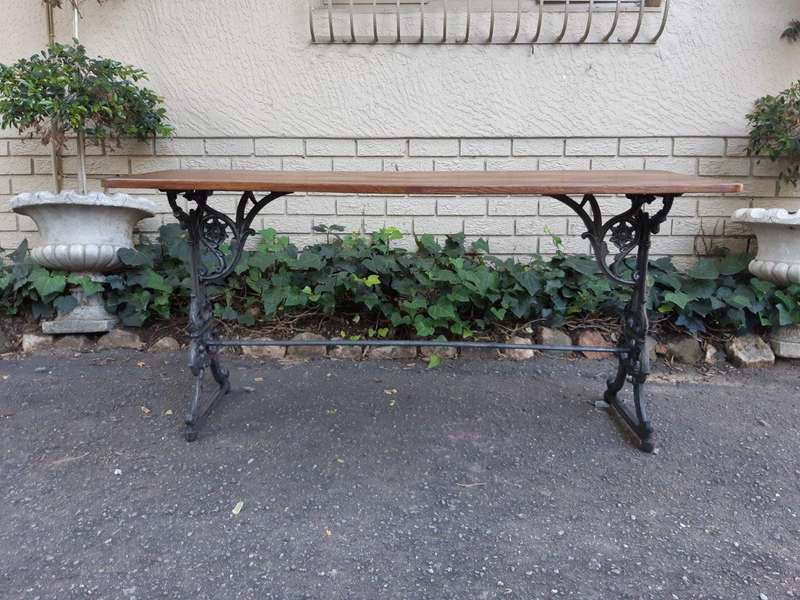 A French Bleached Oak and Wrought Iron Drinks Table / Table