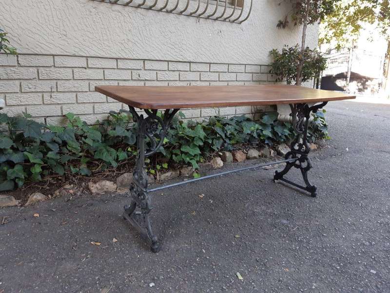 A French Bleached Oak and Wrought Iron Drinks Table / Table