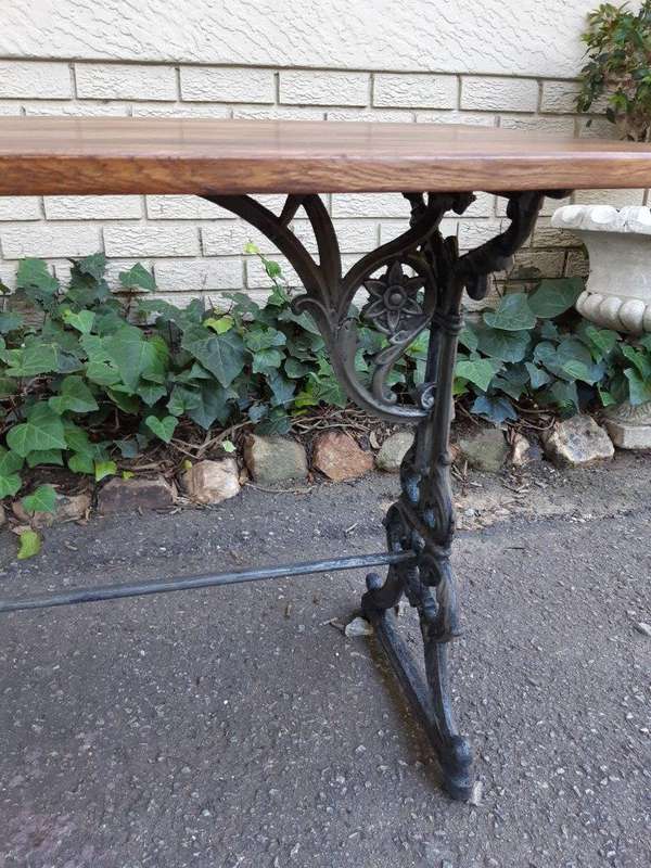 A French Bleached Oak and Wrought Iron Drinks Table / Table
