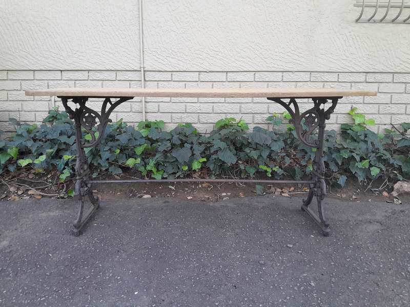 A French Bleached Oak and Wrought Iron Drinks Table / Table