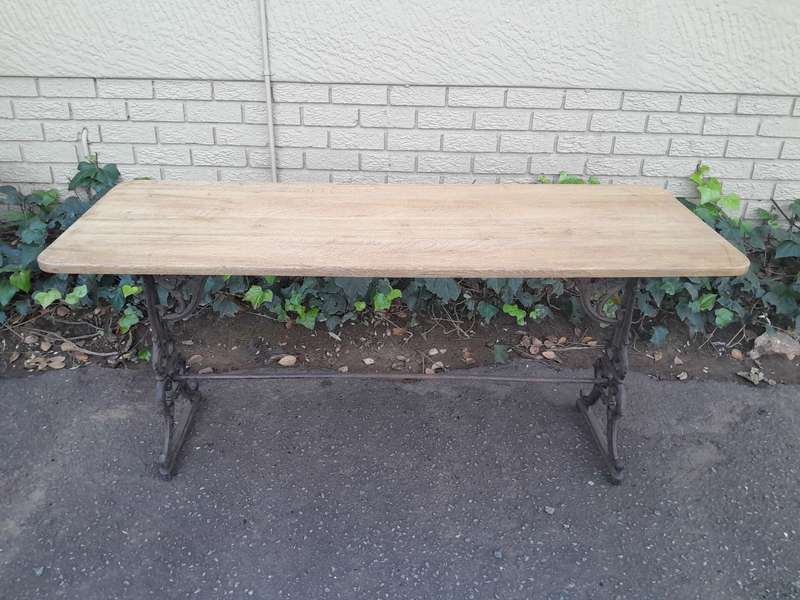 A French Bleached Oak and Wrought Iron Drinks Table / Table
