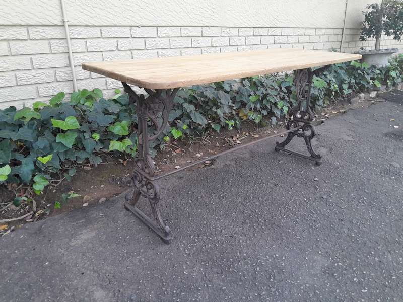 A French Bleached Oak and Wrought Iron Drinks Table / Table