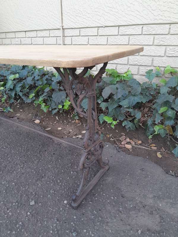 A French Bleached Oak and Wrought Iron Drinks Table / Table