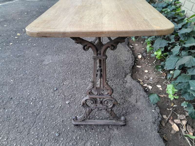 A French Bleached Oak and Wrought Iron Drinks Table / Table