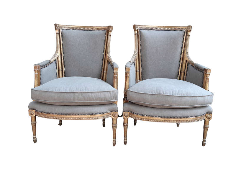A 19th Century Pair Of French Giltwood Bergeres