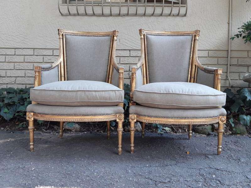 A 19th Century Pair Of French Giltwood Bergeres