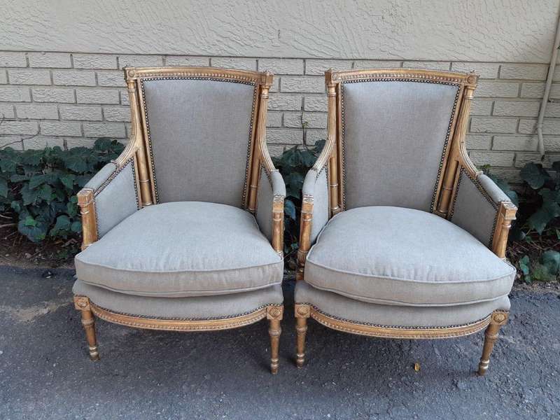A 19th Century Pair Of French Giltwood Bergeres