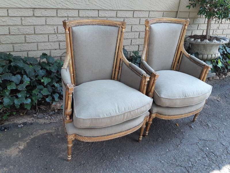 A 19th Century Pair Of French Giltwood Bergeres