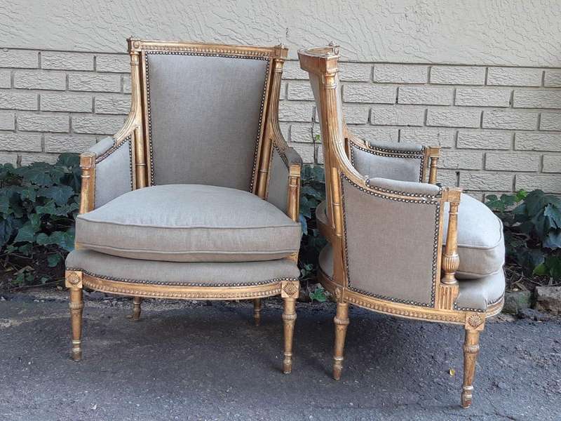A 19th Century Pair Of French Giltwood Bergeres