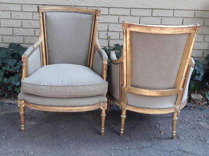 A 19th Century Pair Of French Giltwood Bergeres
