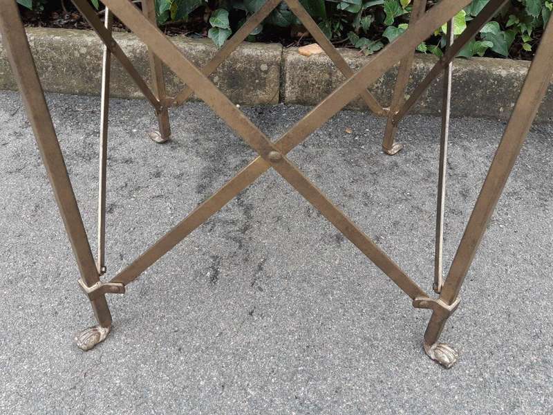 Custom-Made Gilded Wrought Iron Round Table With Bevelled Mirror Tops