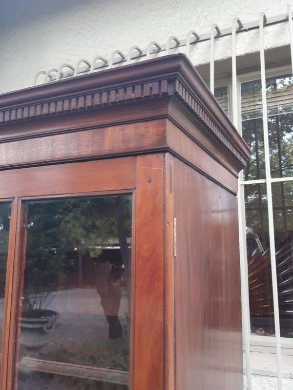 A Georgian Mahogany Bookcase on Chest with Slide-in Shelves & Original Brass Hardware on Bracket ...