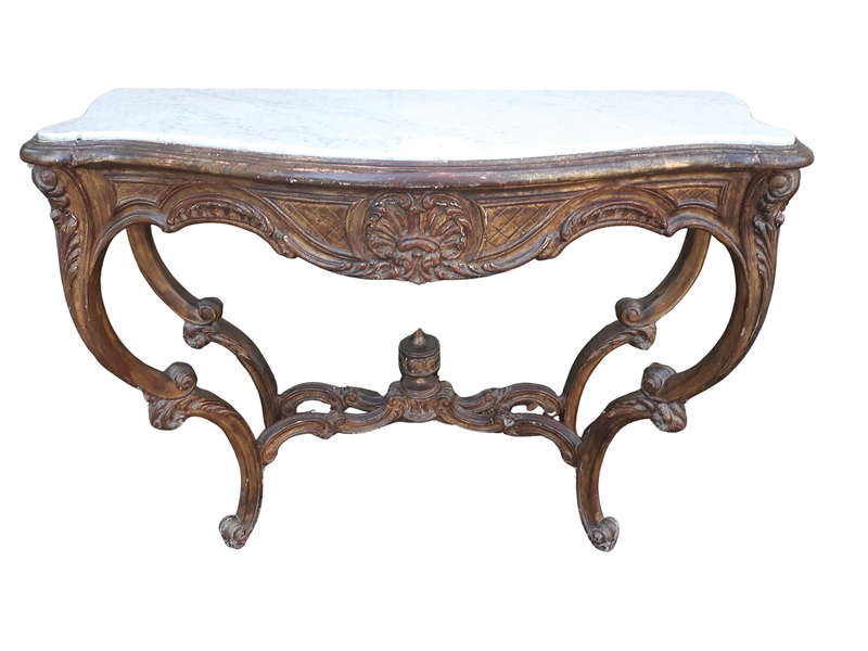 A 19th century French giltwood and marble-topped console table